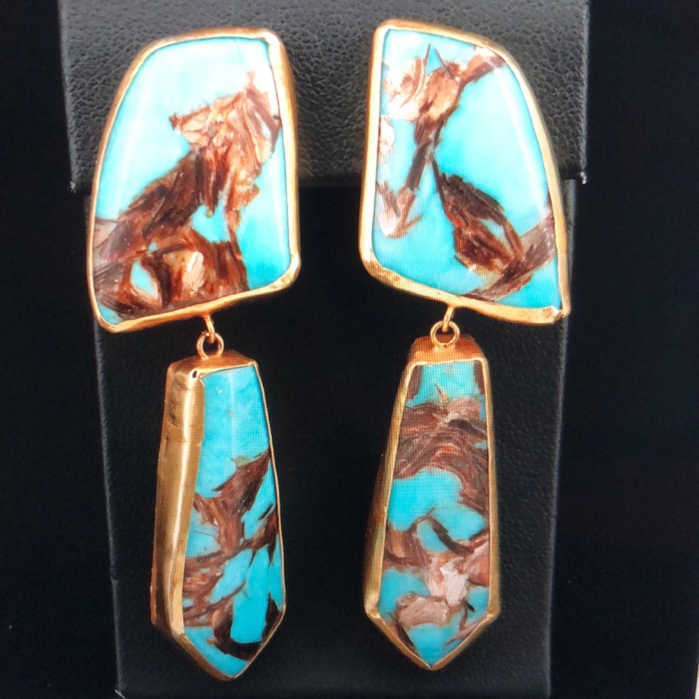 Beautiful Handmade Statement Earring in Sterling Silver and Stone.